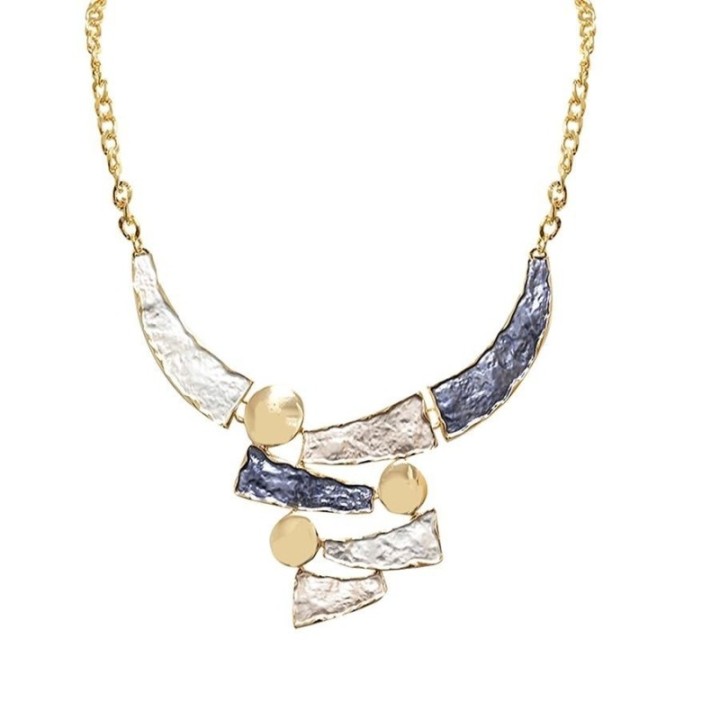Collana Bijoux Blu con Trapezi Irregolari Smaltati