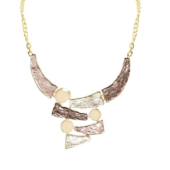 Collana Bijoux Marrone con Trapezi Irregolari Smaltati