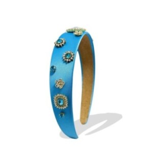 Cerchietto Capelli Azzurro in Tessuto on Perle e Cristall