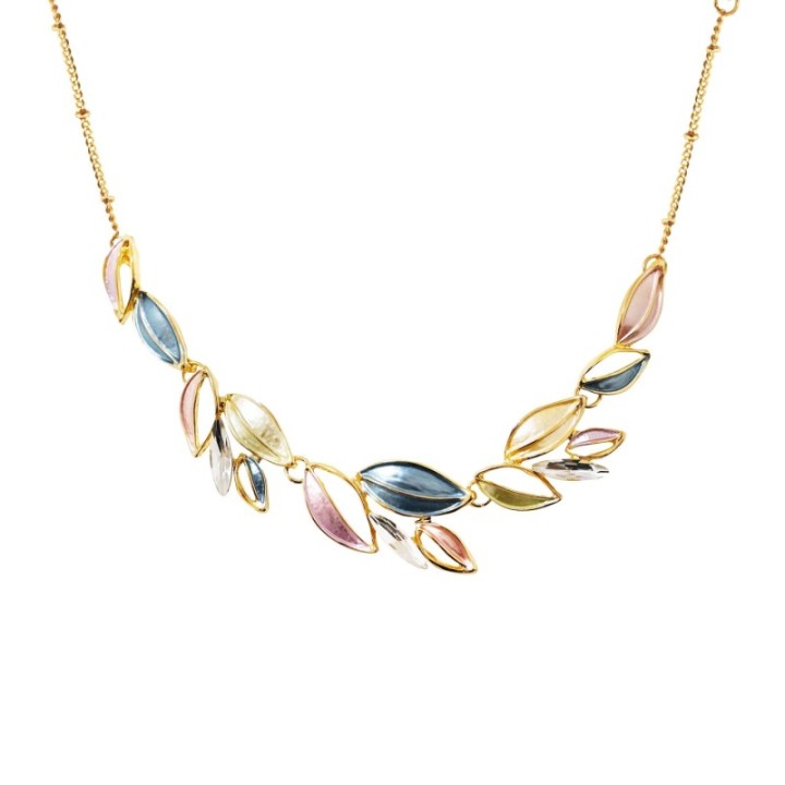 Girocollo Bijoux Foglie di Ulivo Multicolore Smaltate