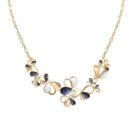 Collana Bijoux Petali Oro-Bianco-Nero Smaltati