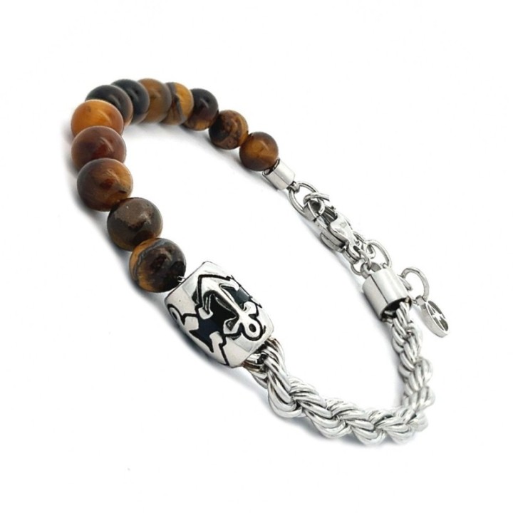 Bracciale Perline-Torchon Uomo Occhio di Tigre