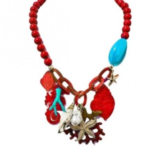 Collier Resina Perle SHARM Rosso-Turchese