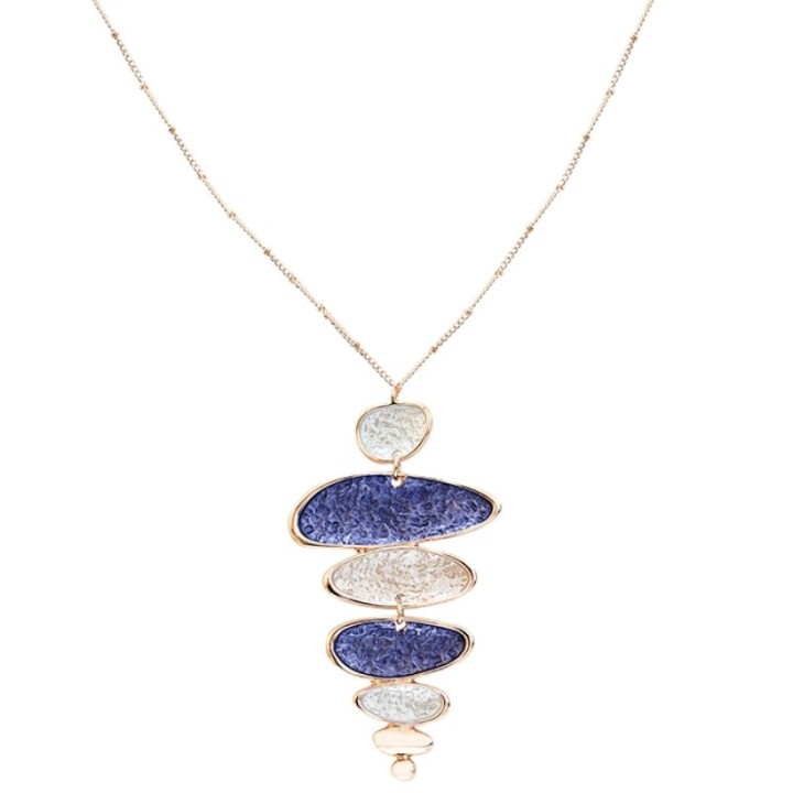Collana Bijoux Lunga Pietre Zen Blu Smaltato