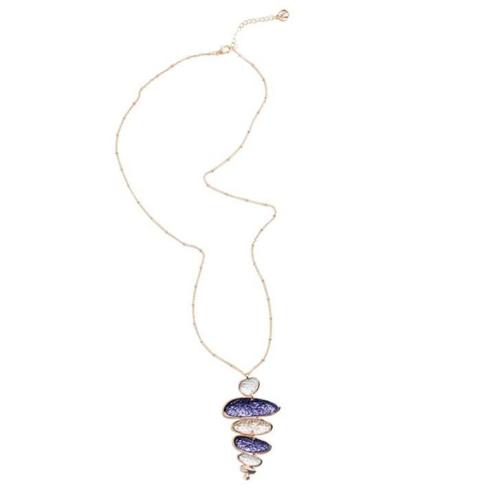 Collana Bijoux Lunga Pietre Zen Blu Smaltato