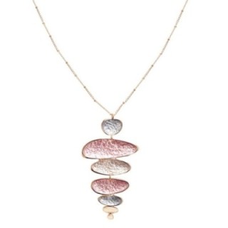 Collana Bijoux Lunga Pietre Zen Rosa Smaltato