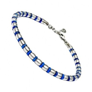 Braccialetto Uomo Acciaio Bicolore Blu
