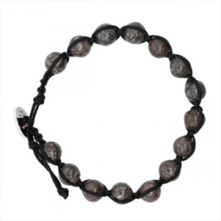 Bracciale Uomo TAMASHII Pietre Naturali Grigio Scuro Intreccio in Corda Acciaio