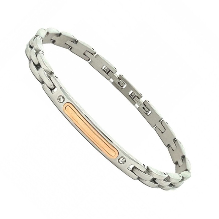 Bracciale Uomo Piastrina GRIANTE Acciaio 316L Cristalli