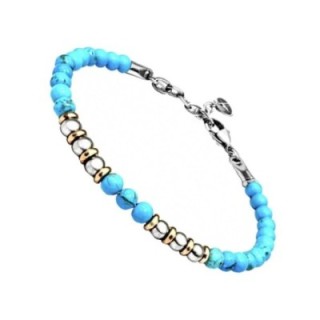 Bracciale Uomo Tricolore Pietre Turchese Acciaio 316L