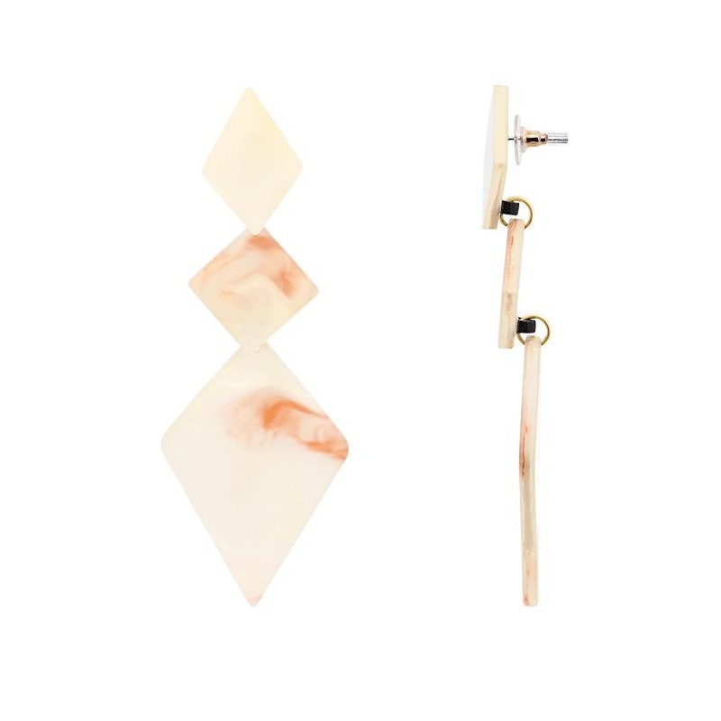 Orecchini Bijoux Pendenti Beige a Triade di Rombo