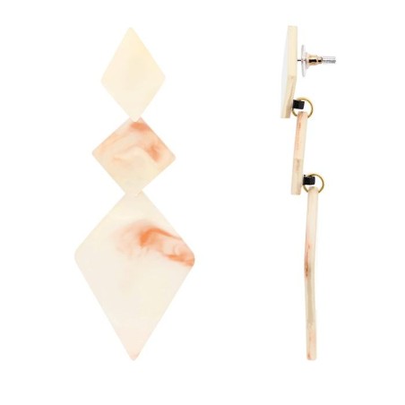 Orecchini Bijoux Pendenti Beige a Triade di Rombo