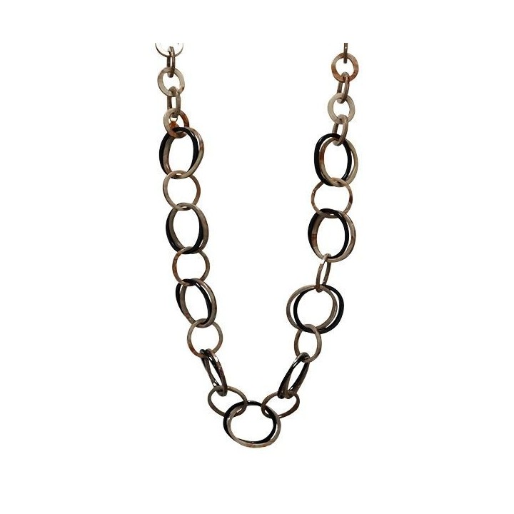 Collana Bijoux Lunga NERA Doppi Cerchi in Resina