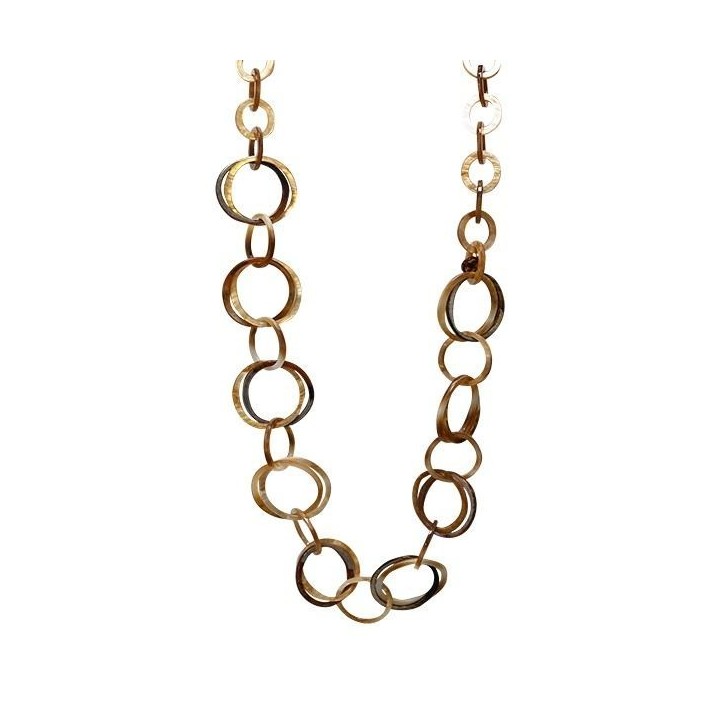 Collana Bijoux Lunga MARRONE Doppi Cerchi in Resina