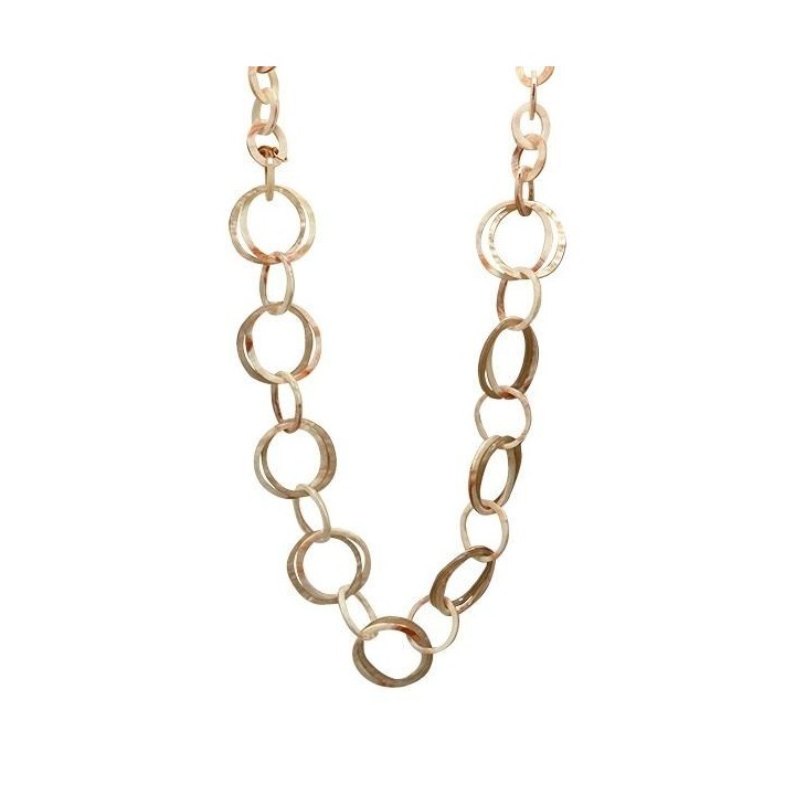 Collana Bijoux Lunga BEIGE Doppi Cerchi in Resina