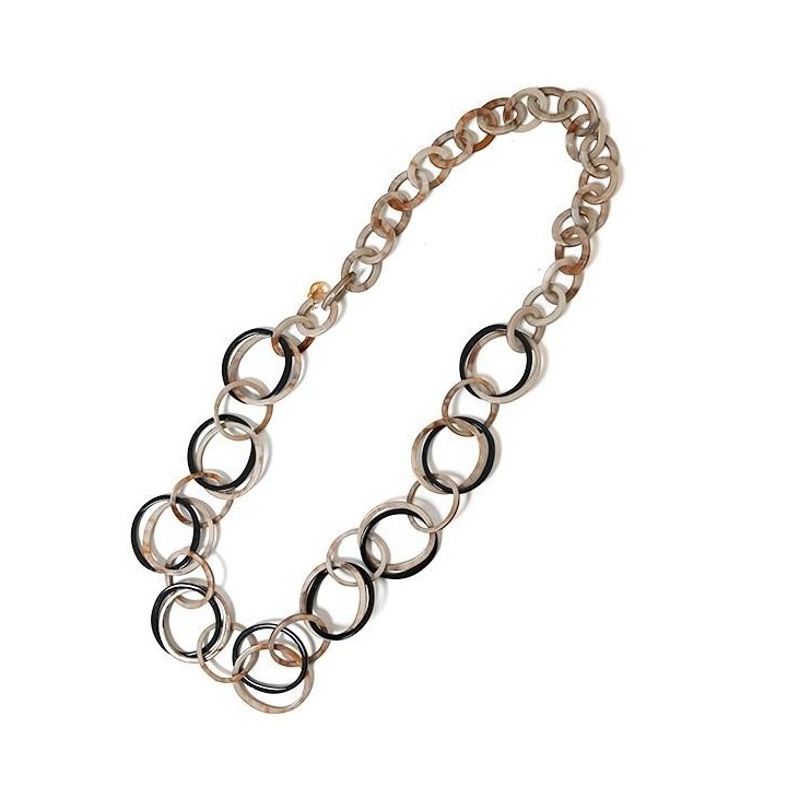 Collana Bijoux Lunga BEIGE Doppi Cerchi in Resina