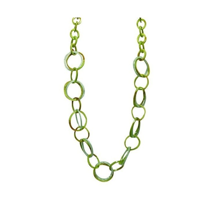 Collana Bijoux Lunga VERDE Doppi Cerchi in Resina