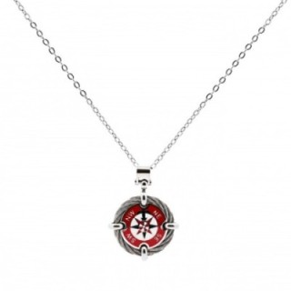 Collana Uomo Ciondolo Bussola Acciaio Rodiato