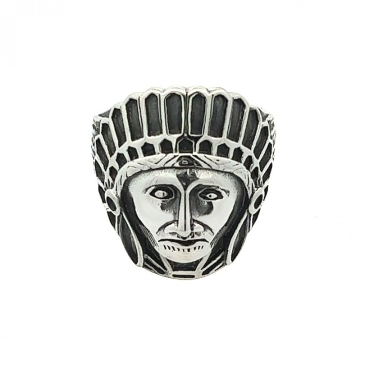 Anello Uomo con Nativo CHIEFTAIN Acciaio 316L