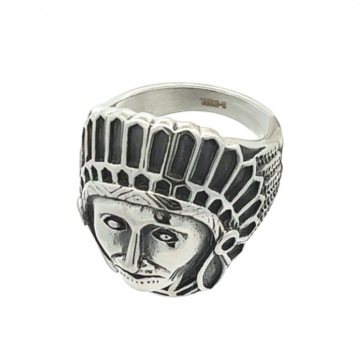 Anello Uomo con Nativo CHIEFTAIN Acciaio 316L