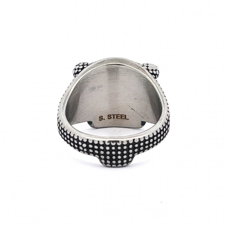 Anello Uomo con Pantera Acciaio 316L Cristalli