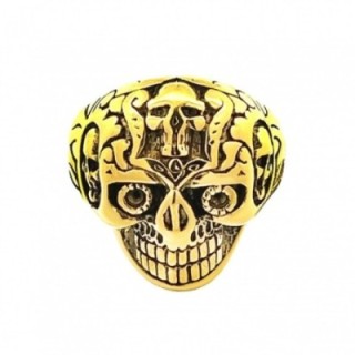 Anello Uomo Dorato con Teschio Acciaio 316L
