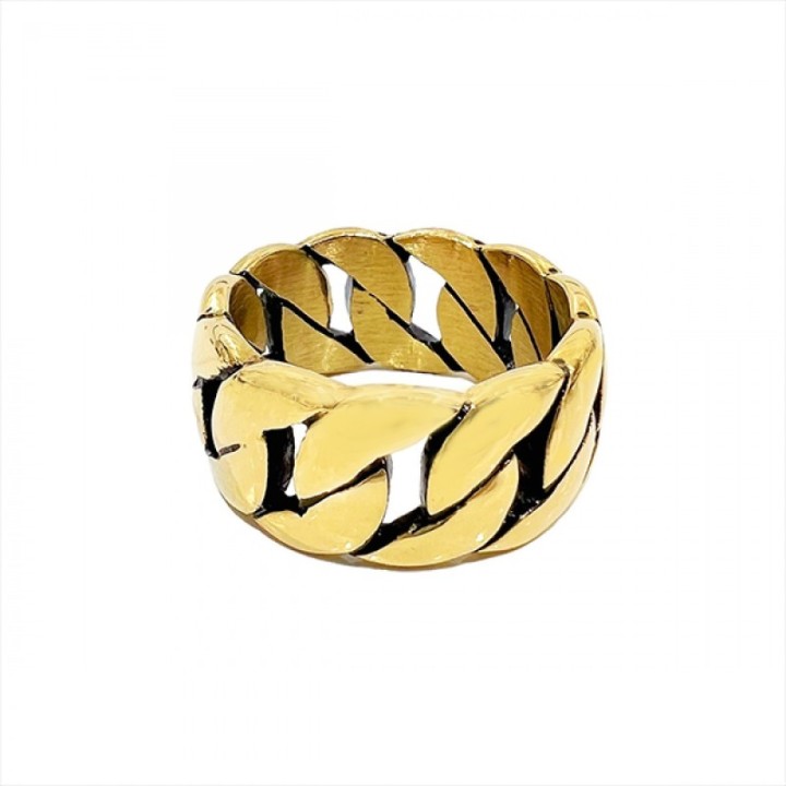 Anello Uomo Dorato a Catenaccio Acciaio 316L