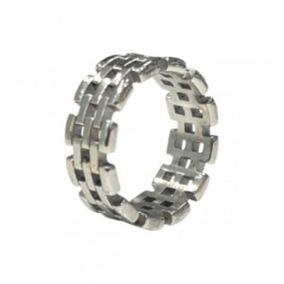 Anello Uomo Argentato Intrecciato Acciaio 316L