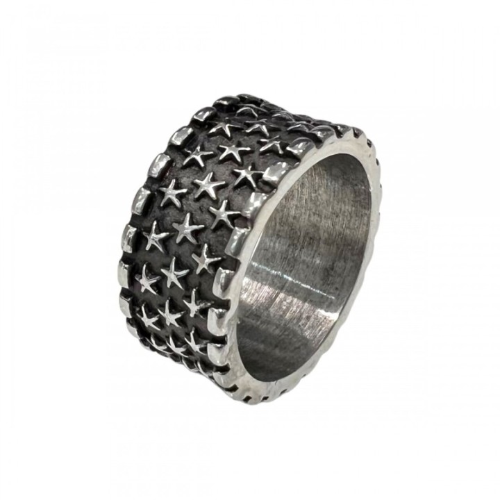 Anello Uomo Argentato USA Acciaio 316L