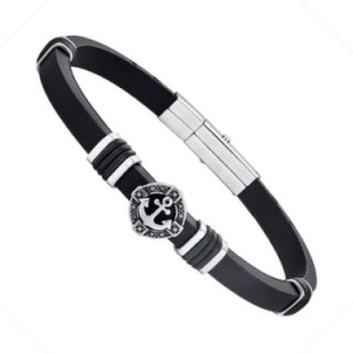 Bracciale Uomo Rigido con Ancora in CaucciÃ¹ e Acciaio
