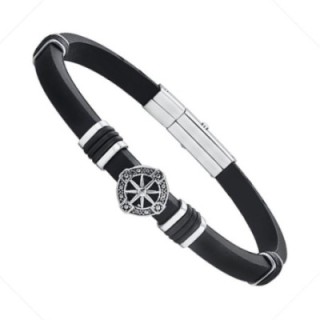 Bracciale Uomo Rigido con Rosa dei Venti in CaucciÃ¹ e Acciaio