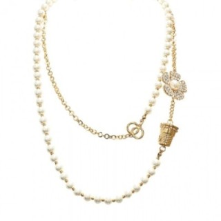 Collana Bijoux Lunga 121cm Dorata Perla-Catena e Cristalli