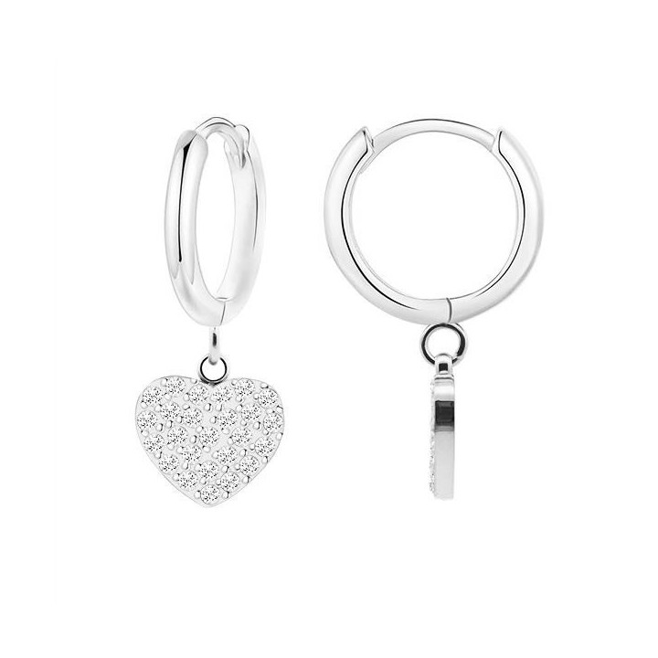 Cerchio Pendente con Cuore Zirconia Acciaio Argentato