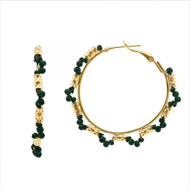 Cerchi con Cristalli Verdi Acciaio Dorato
