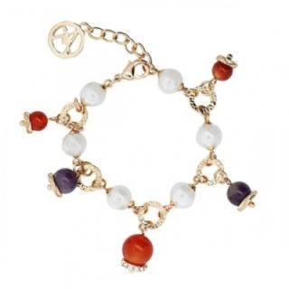 Bracciale Bijoux con Campanelle Pietra Corniola Rossa e Perle