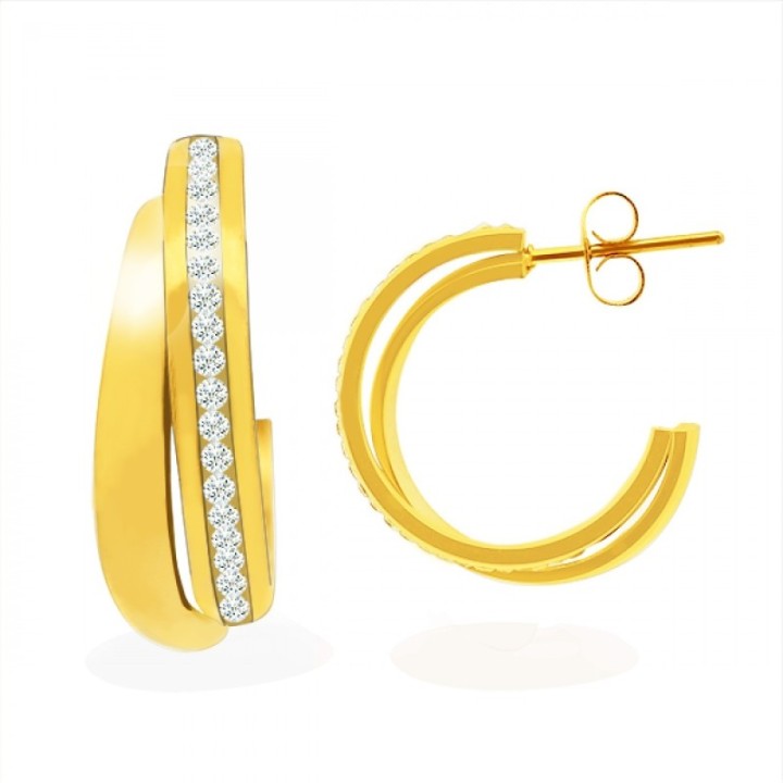 Doppi Semicerchi (half-hoop) con Strass Acciaio Dorato