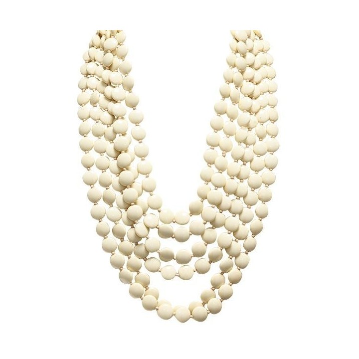Collana Multifilo con Perline Bianche Smarties in Resina