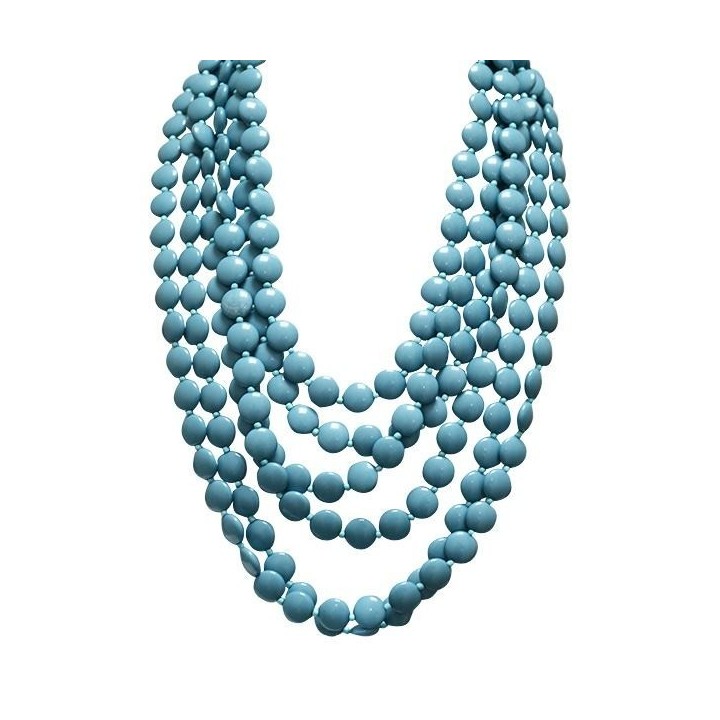 Collana Multifilo con Perline Azzurre Smarties in Resina