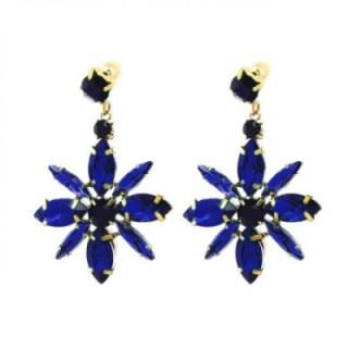 Pendenti Cristalli Fiore Blu Acciaio Dorato