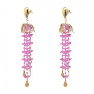 Pendenti MUSCAT Rosa in Fiore a Cascata Multilinea Acciaio Dorato