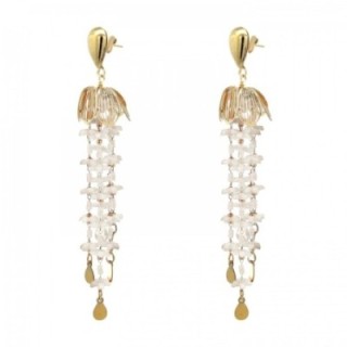 Pendenti MUSCAT Bianco in Fiore a Cascata Multilinea Acciaio Dorato