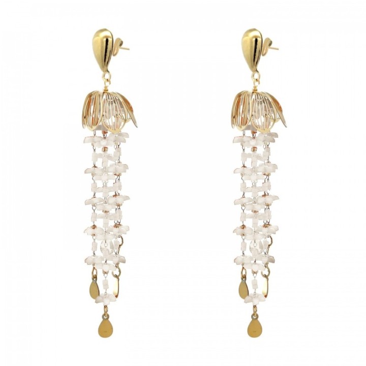 Pendenti MUSCAT Bianco in Fiore a Cascata Multilinea Acciaio Dorato