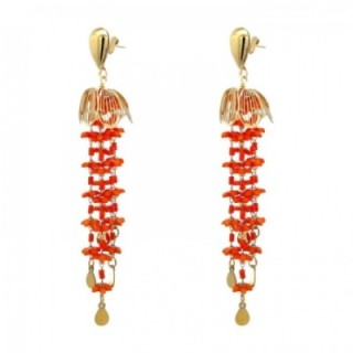 Pendenti MUSCAT Rossi in Fiore a Cascata Multilinea Acciaio Dorato