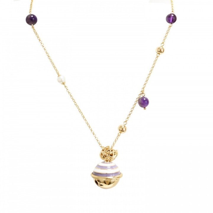 Collana Bijoux Lunga Campanella Ametista Viola Chiama Angeli