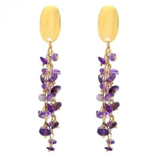 Pendenti a Cascata Pietre Viola Acciaio 316L Dorato