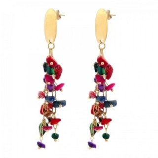 Pendenti a Cascata Pietre Multicolore Acciaio 316L Dorato
