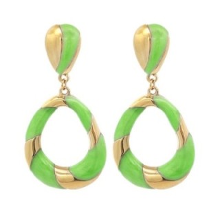 Pendenti Smaltati Ovali Bicolore Verde-Oro Acciaio 316L