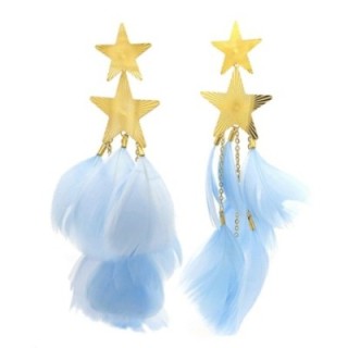 Pendente Piumato Azzurro Doppia Stella Acciaio 316L
