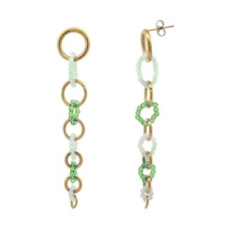 Pendenti Multi-Cerchi Cascata Cristalli Verdi Acciaio 316L