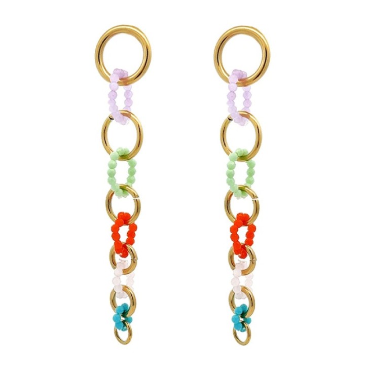 Pendenti Multi-Cerchi Cascata Cristalli Multicolore Acciaio 316L